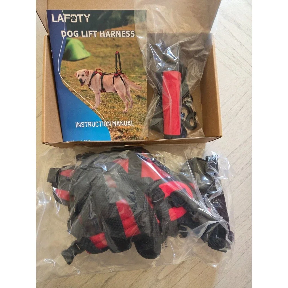 Lafoty Dog Lift Harness for Large Dogs, Full-Body Support Size Large, Red, New